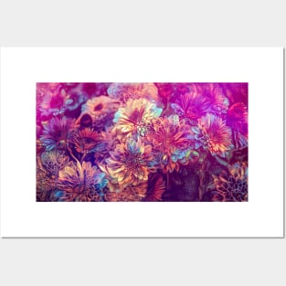 Fractal glowing flowers Posters and Art